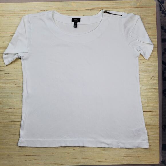 JONES NEW YORK White Shoulder Zip TShirt - Picture 1 of 7